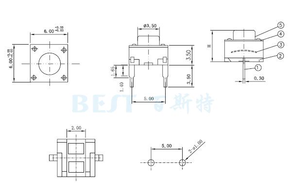 轻触开关TS-1109E参考图纸