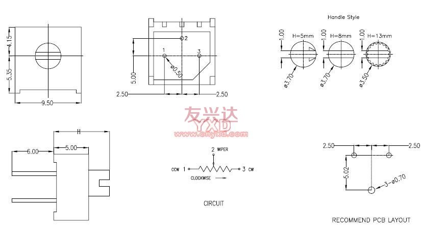 3386电位器_3386F_技术参数 3386电位器_3386F_技术参数